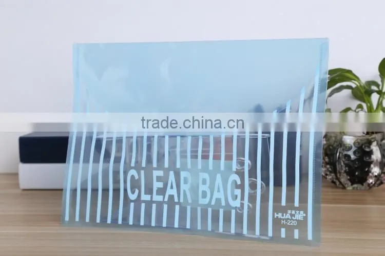 PP office stationery plastic transparent A4 Document wallet with button lock
