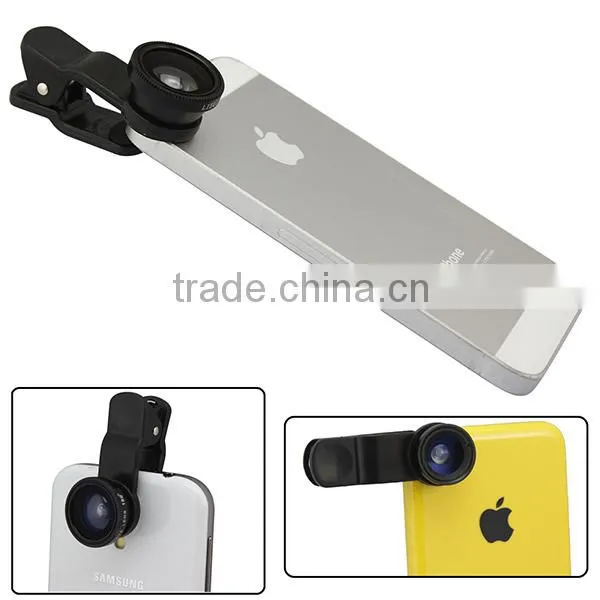 LQ- 001 3 IN 1 Fish Eye, Macro, Wide Range Universal Clip Photo Lens For Smart Phones, Tablet PC,LapTop.