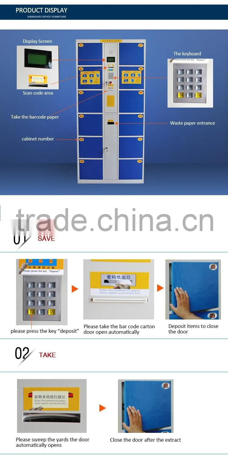 Supermarket electronic storage cabinet/steel locker for luggage storage/filing cabinet