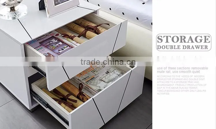Bedroom Furniture Modern White Paint MDF Nightstand