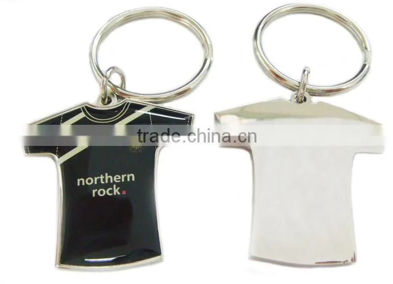 Eco friendly Metal Nickel Plated Printing sticker T shirt Shape Metal key chain ring