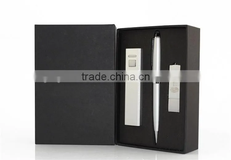Customize Black power bank pen drive screen touch pen as Business Promotional Gift Kit