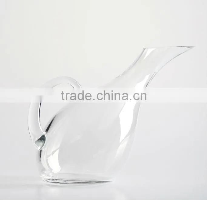Art Glass Clear w/ White Handle Wine Port Sherry Decanter Carafe