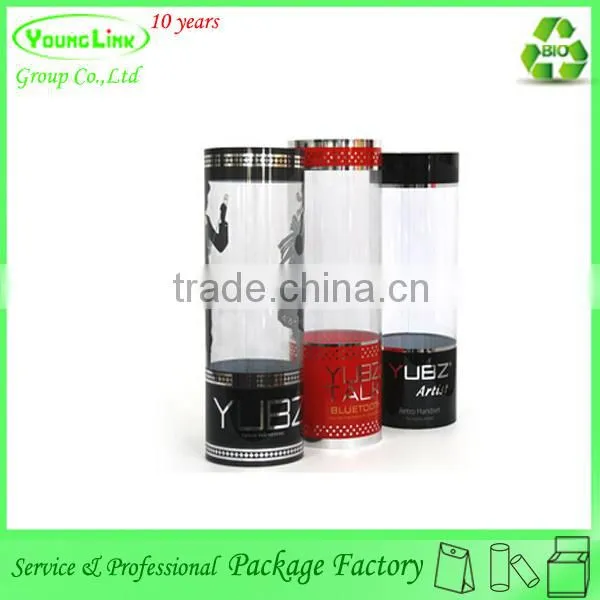 Customized clear plastic cylinder packaging / round travel bag / plastic cylinder bag