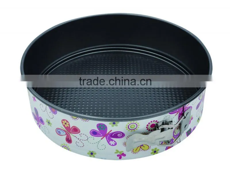 Dia.24*H7cm Carbon Steel Non-stick Round Springform Cake Pan with decals and flowers bakeware set