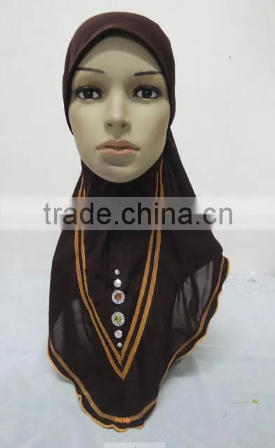 H266 new style one piece hijab with crystals