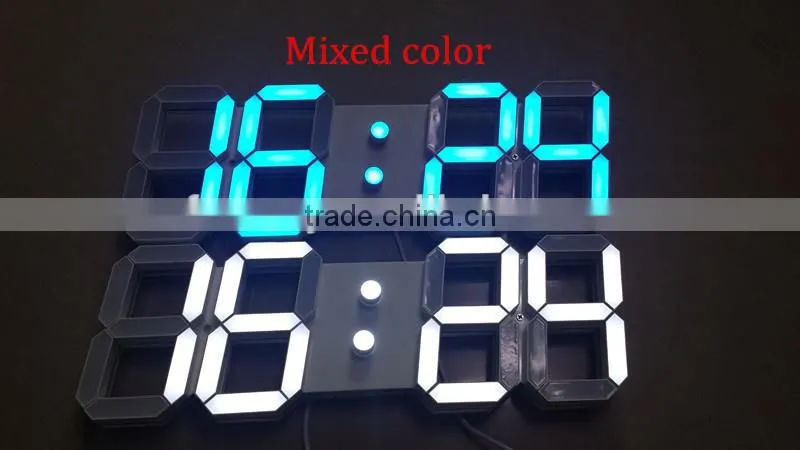 remote white/blue 3D led digital wall clock