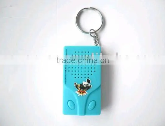 Customer kindly flashing sound key chain/customized design gift/radio sound key chain