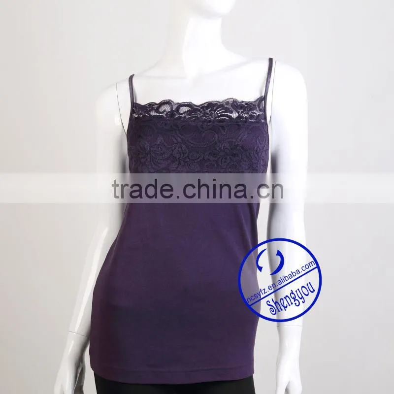 new design custom wholesale 100 cotton lace womens tank top