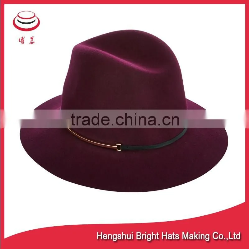 Women's Felt Purple 8 CM Brimmed Hat