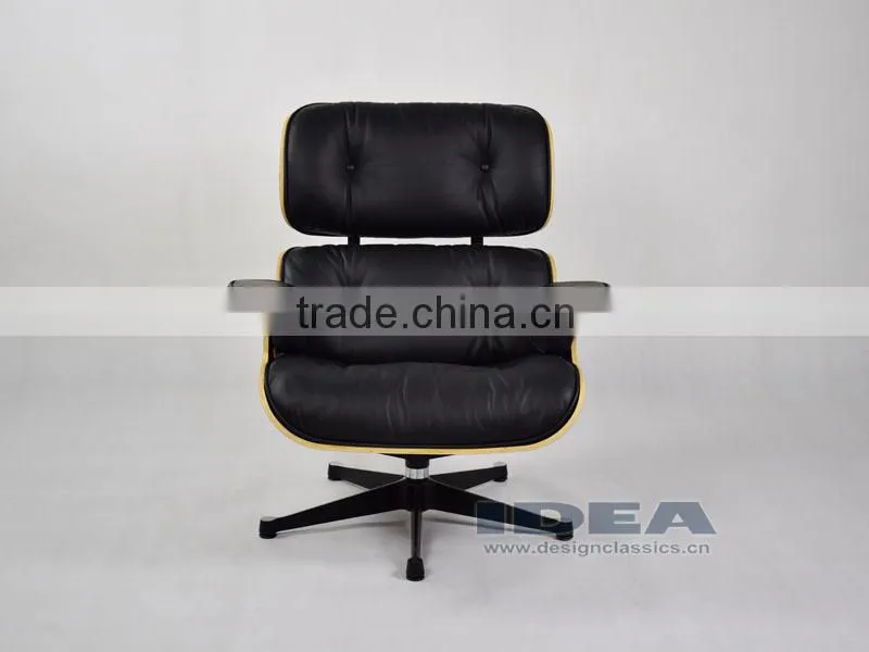 Replica Charles Lounge Chair Palisander Shell Black Leather