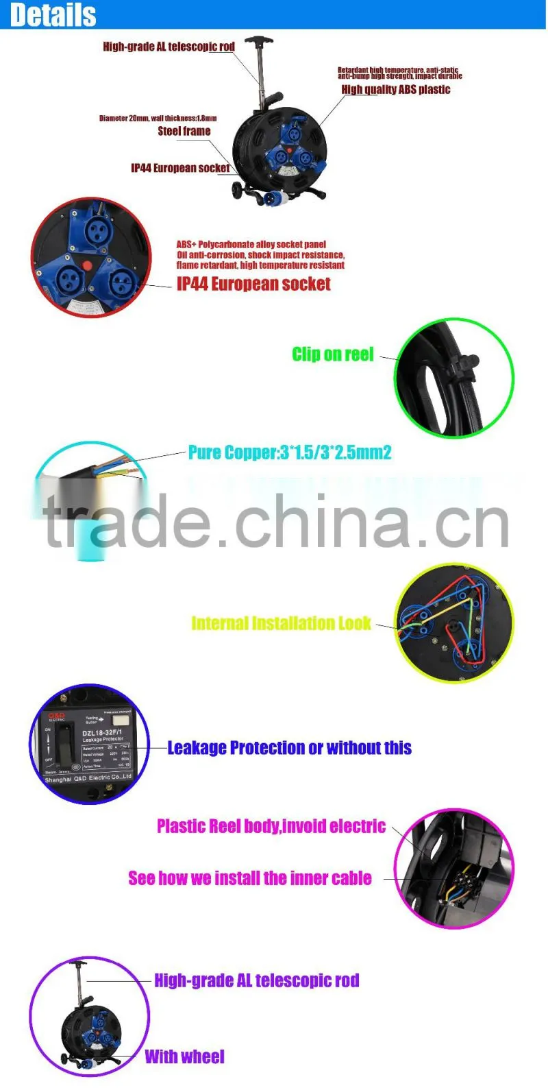 25M UK extension electric cable reel