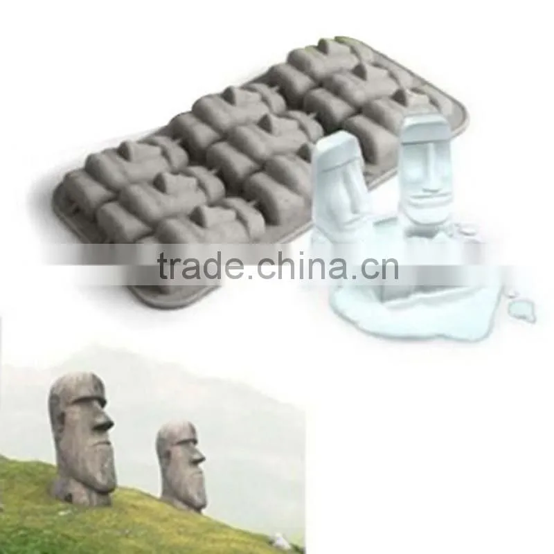 Novelty Easter Island Moai Stone Statues Ice Cream Mould Summer Mini Silicone Cake Mould Ice Tray Ice Cubes DIY Mould