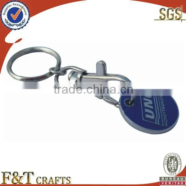 promotional shopping metal custom trolley coin keyring
