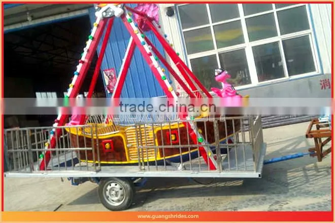 Cheap price for foreign clients ! Outdoor mobile mini pirate ship kiddy play amusement rides with trailer