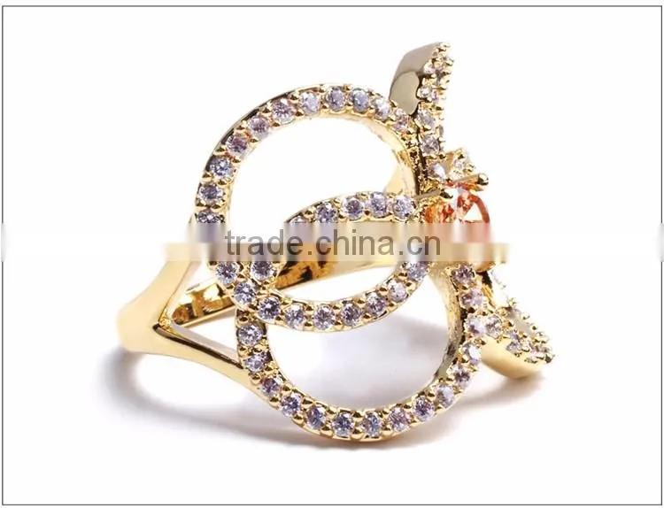 Fashion Unique Jewelry Zircon Gold Wedding Ring BR01560