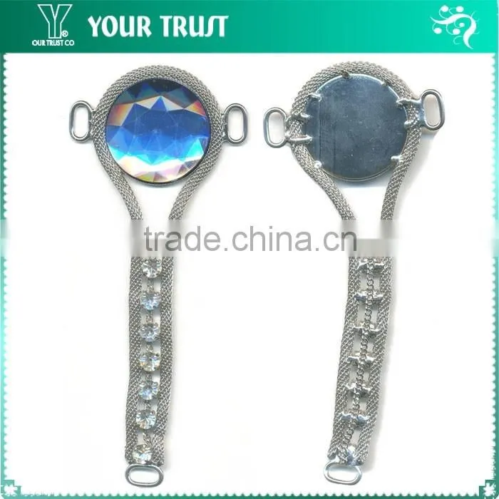 1.5MM 3MM Clear Cystal Rhinestone Flower Connector Rhodium Metal Belt Buckles