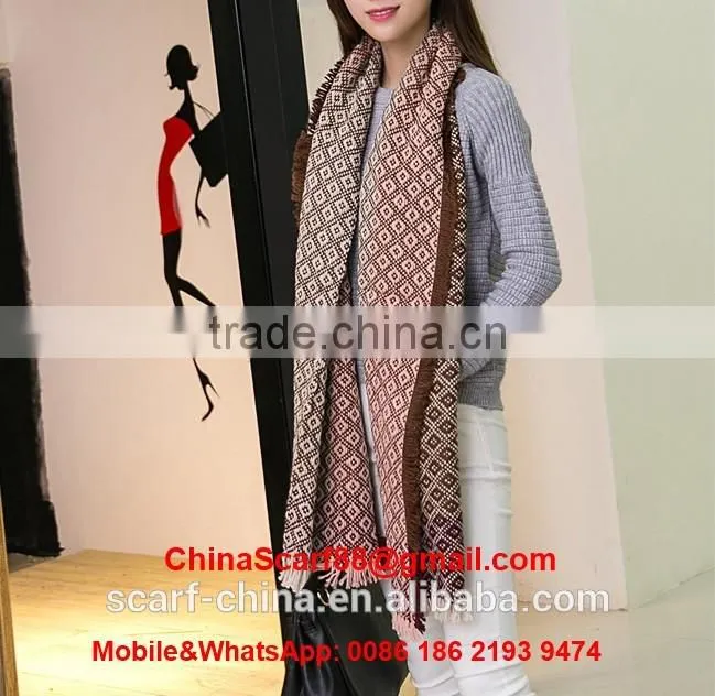 Wholesale wool fringed scarf