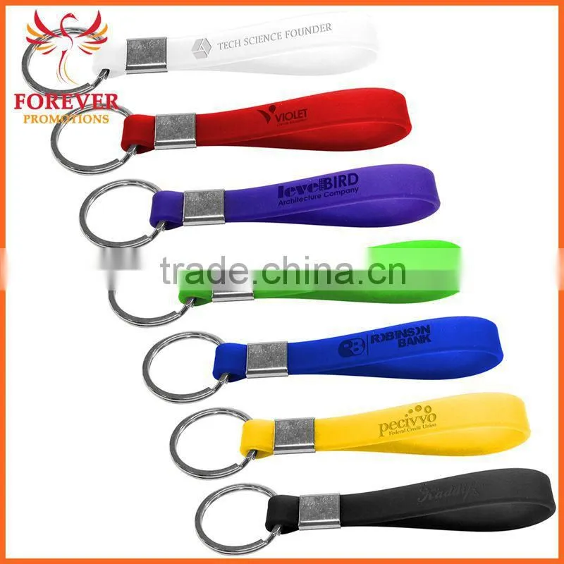 Wholesale Promos Cheap Souvenir Custom Silicon Strap Keychain Ring