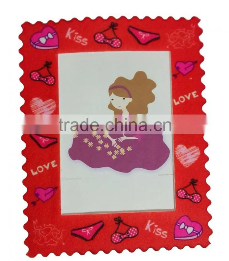 customized Valentine's Day heart printed bright color felt 6inch picture frames