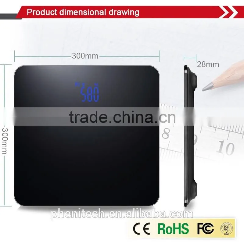6mm Tempered glass bluetooth bathroom weighing scale
