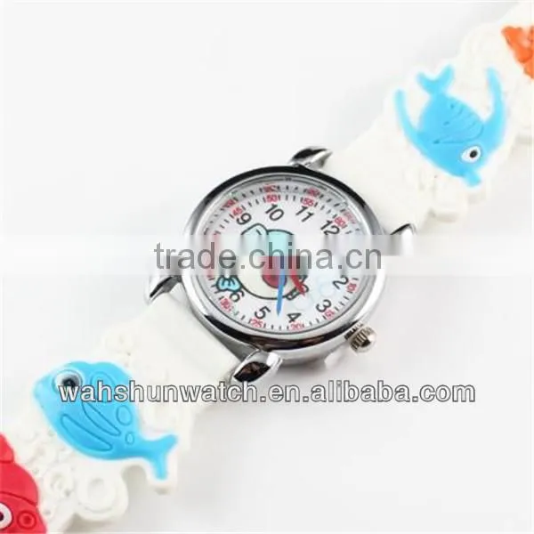 Colourful 2014 fashion cartoon face embossed kids 3d silicone watch
