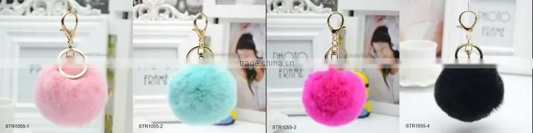 20 Colors 8cm Genuine Rex Rabbit Fur Ball Pom Pom Keychain Fur Ball Keychain