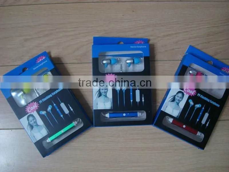 LED Flash Earphone / LED light earphones / LED lighting Earphone