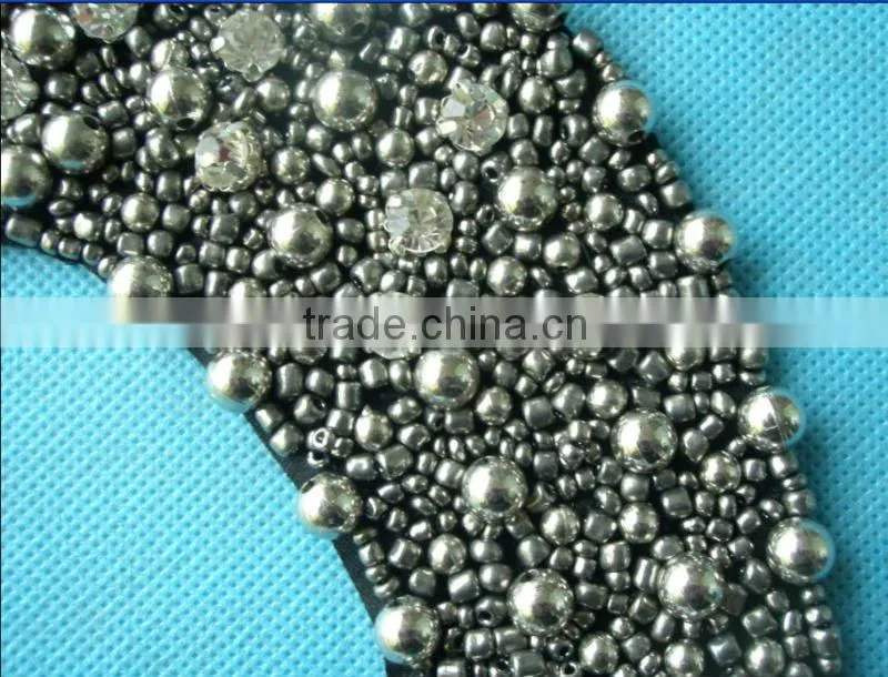 2013 latest beaded collar rhinestone trimming rhinestone badge rhinestone collar motif