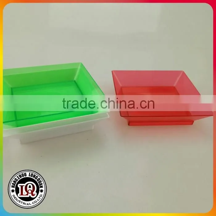 Red Transparent Disposable Plastic Mini Square Plate