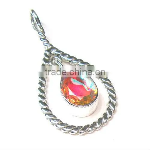 Semi precious gemstone jewelry 925 silver citrine pendant