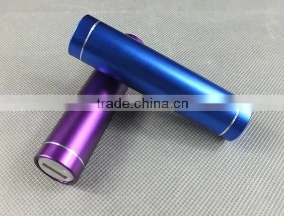 2016 2600mah Colorful Cylinder Smart Power bank with flashlight