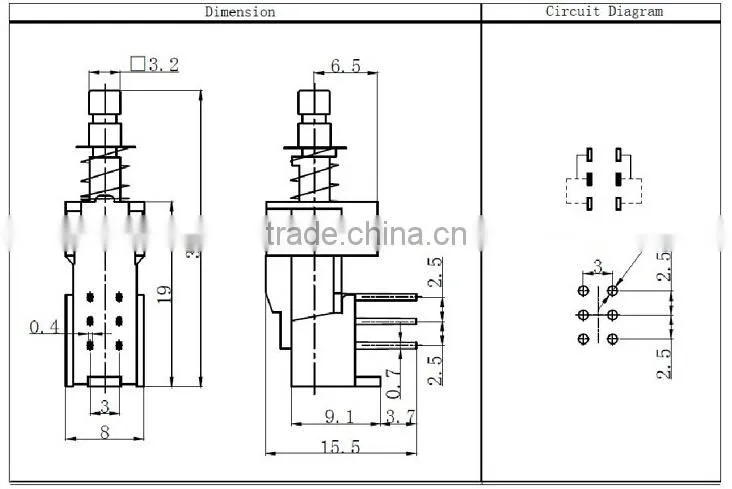 KAN4-21 blue stem push switch