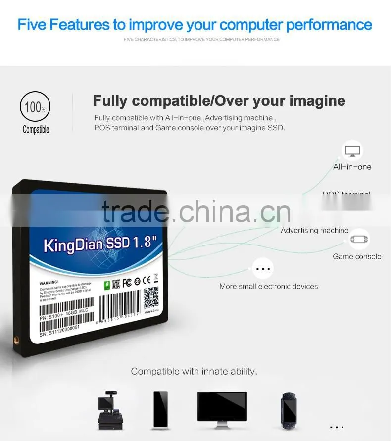 KingDian solid state drive ssd highest speed sata2 1.8inch ssd 16gb hard drive for Desktop and Laptop