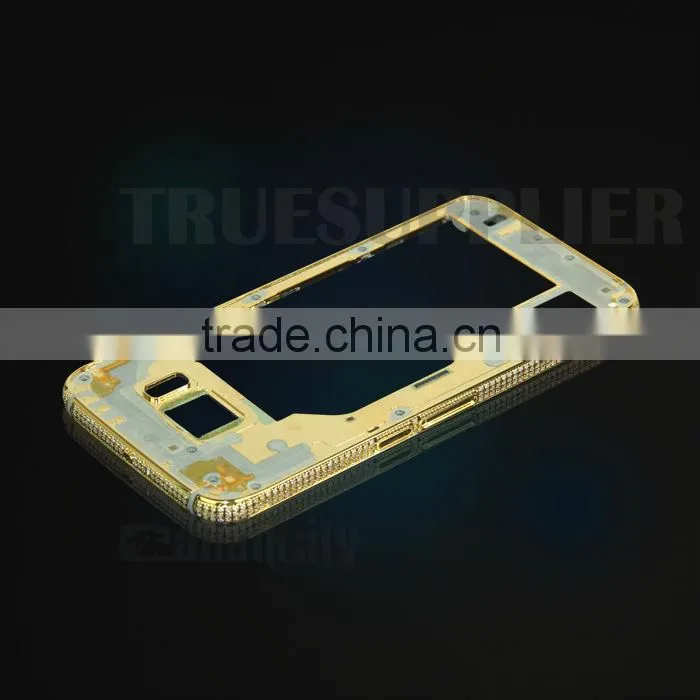 gold plating diamond encrusted for samsung galaxy s6 middle housing replacement, for samsung galaxy s6 middle plate