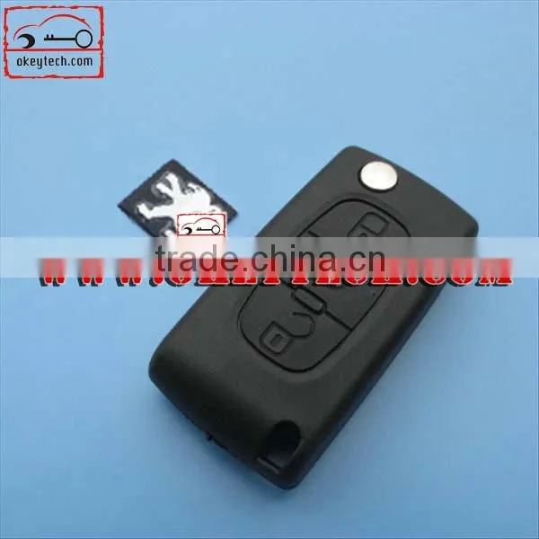OkeyTech Peugeot 307 3 button remote key shell with light button no battery place without groove blade for key peugeot 307 key