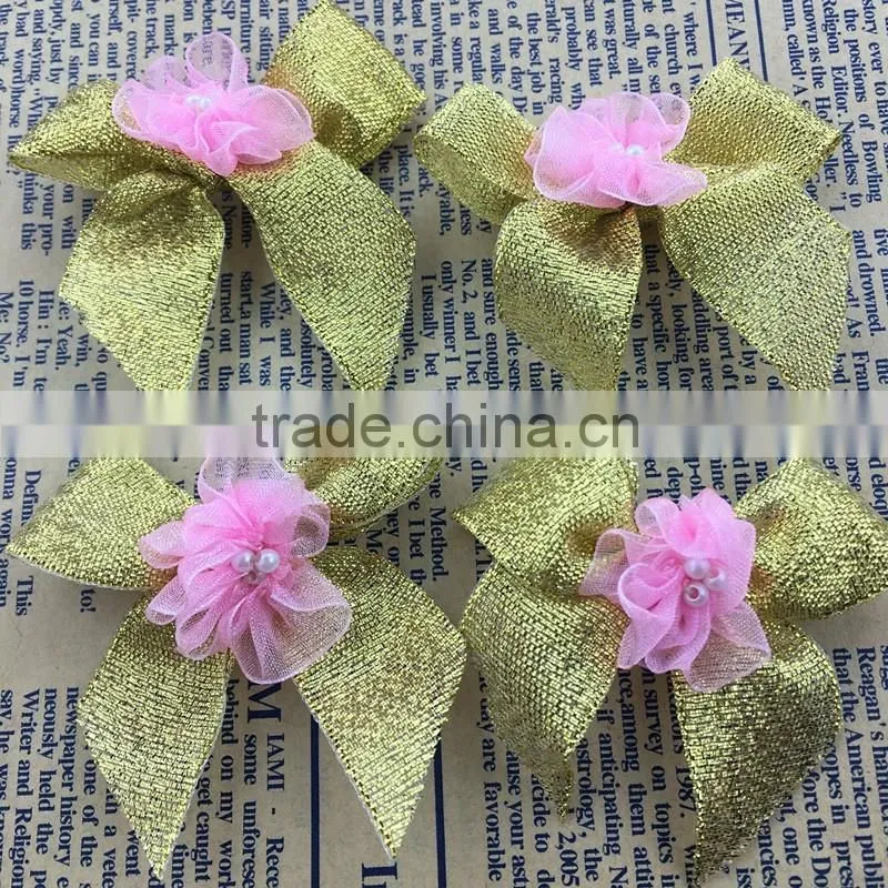 Wholesale Gold Metallic Ribbon Bows for Box Packaging Decoration