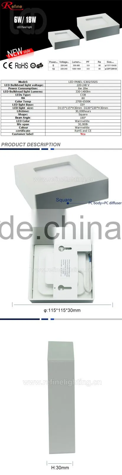 Energy-saving Commercial 6W 18w Surface Mouted Super Slim LED Down Light