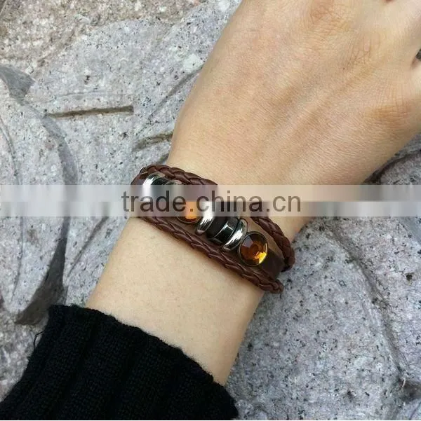 retro cow hide punk style ladies braided bracelets for sale 2015