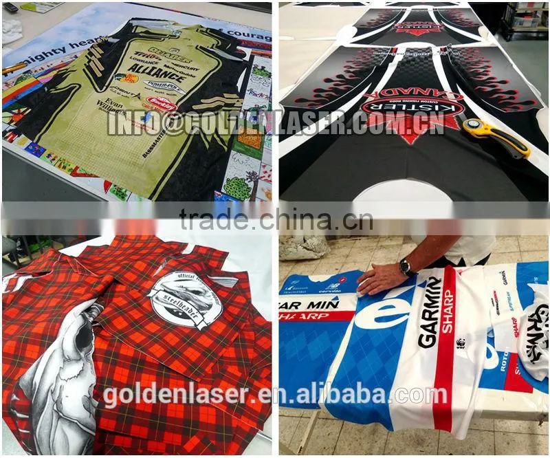 sublimated dye textile cutter / laser cutting digital printing fabrics