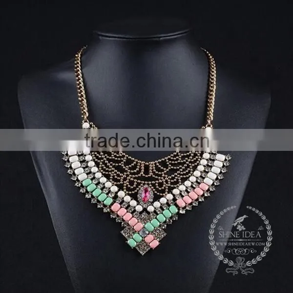 high quality vintage rhinestone chunky statement necklace tin alloy fashion women pendant necklace 6390090