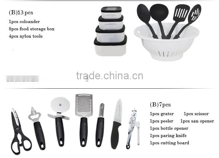 25pcs removable handles kitchen utensil accessories stainless steel palm restaurant cookware