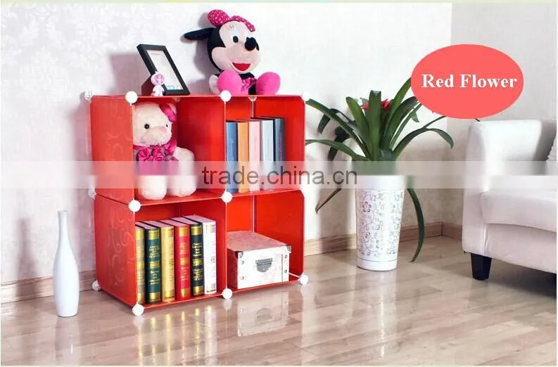 4 cubes without door cheap bookcases with plastic material (FH-AL0016)