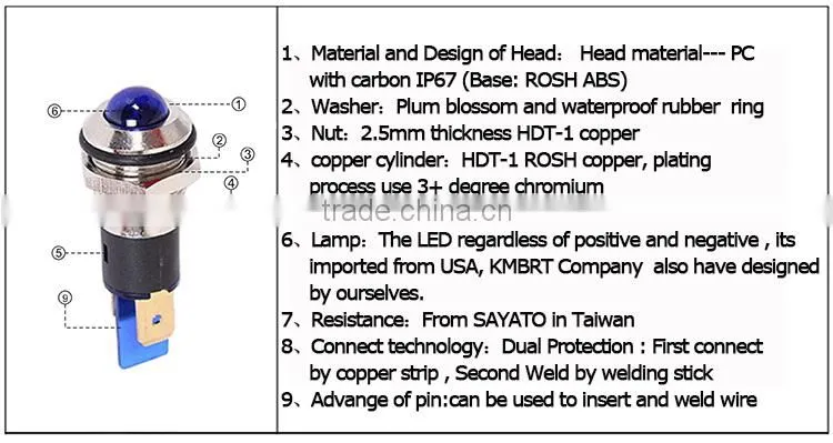 Q10 wire led modern lamps online Water heater 14mm 12v indicator light signal lamp