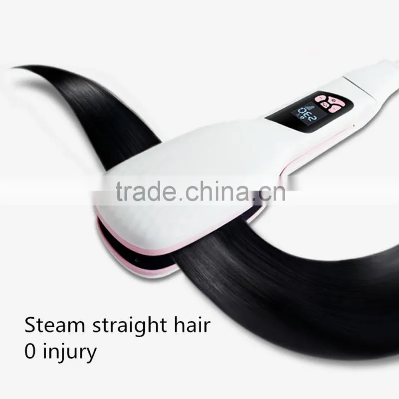 Electric Smart Steam Automatic LCD Temperature Control Brush Hair Straightener