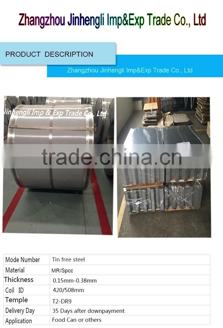 Mill factory TFS tin free steel for Can cap