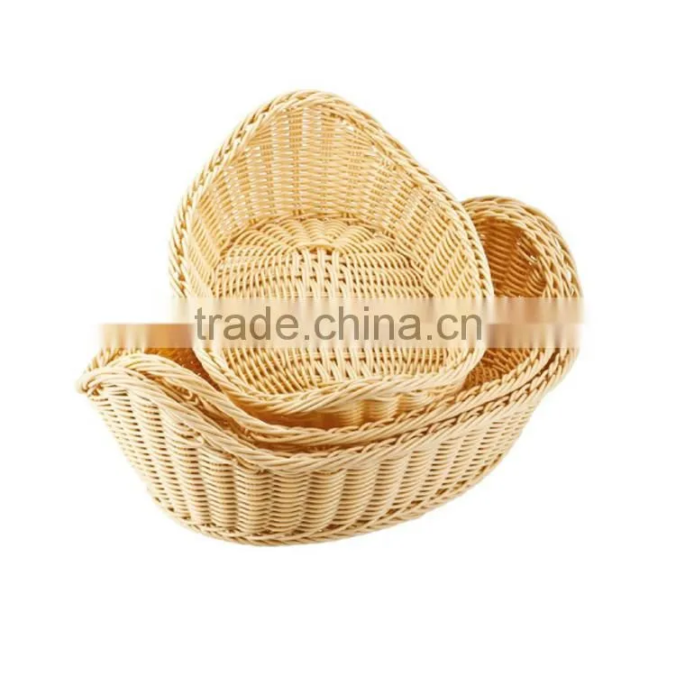 S&D handmade pp rattan round bread wicker fruit basket