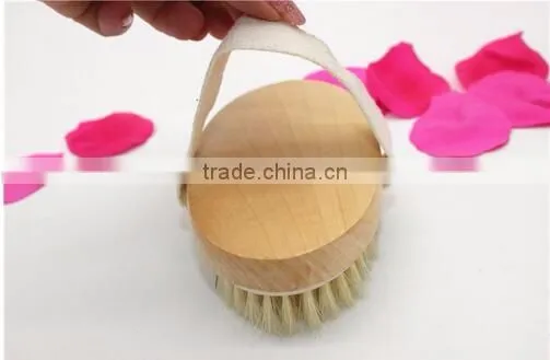 cy305 Bath Body Brush, 100% All Natural Boar Bristle Wooden Handle & band fixed Bristles brush
