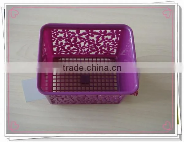 Brigt Colorful Small Handle Plastic Rectangle Basket