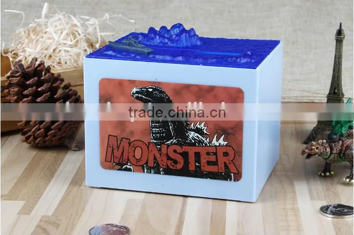 Latest Arrival Music Fancy Godzilla Stealing Money Piggy Bank, Electric Decorative Novelty Monster Coin Bank For Kids